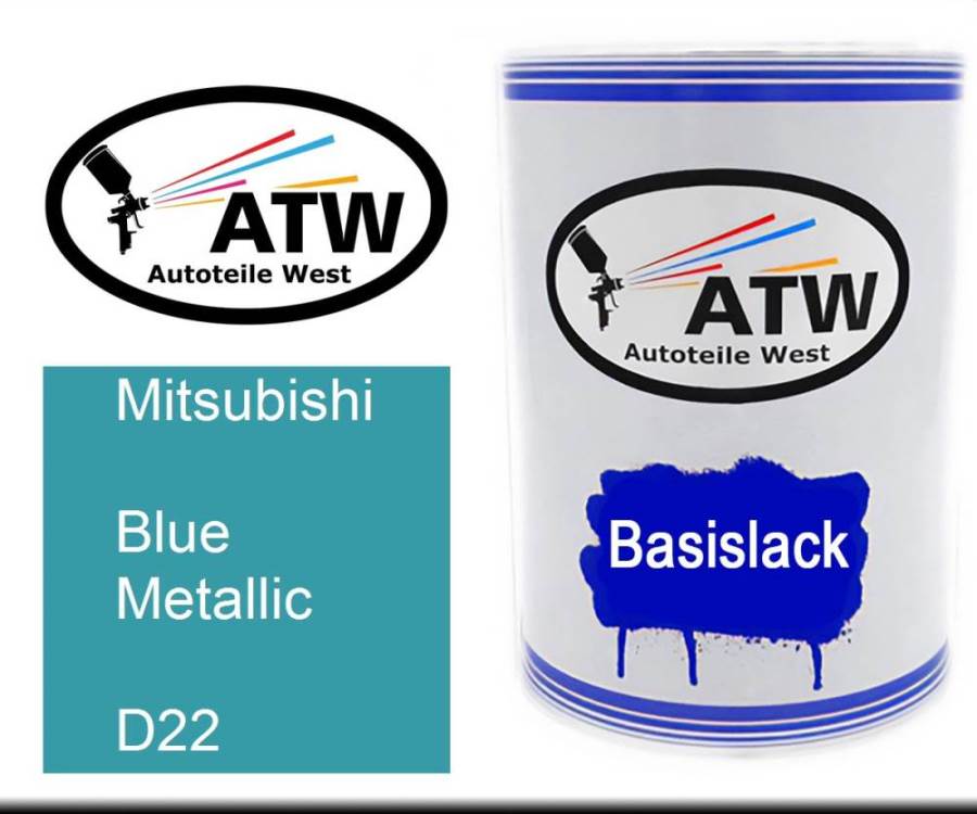 Mitsubishi, Blue Metallic, D22: 500ml Lackdose, von ATW Autoteile West.